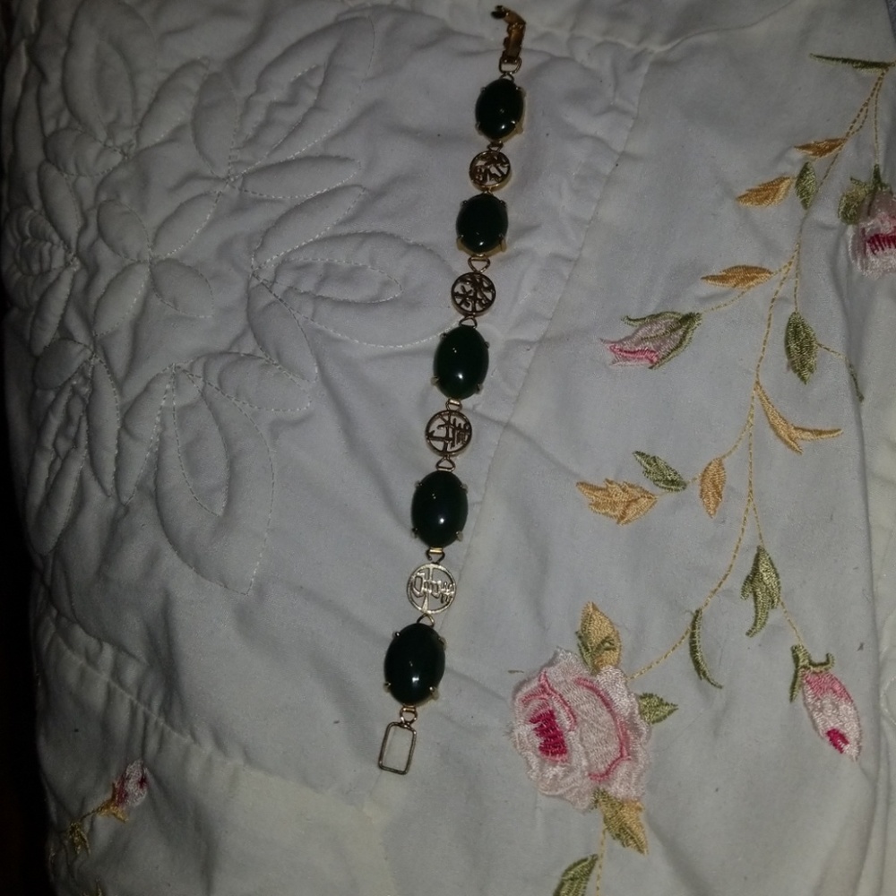 Real gold and real  jade bracelet from Thailand